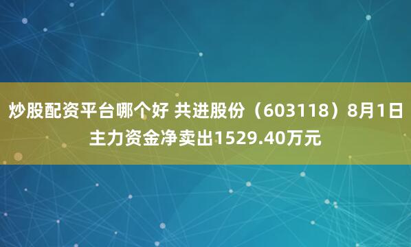 炒股配资平台哪个好 共进股份（603118）8月1日主力资金净卖出1529.40万元